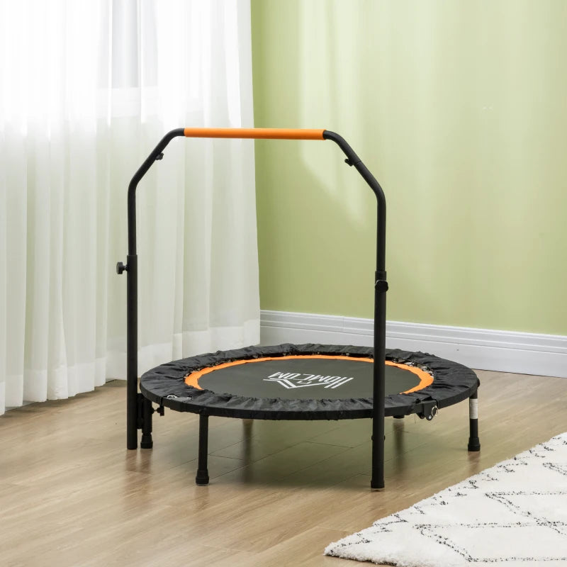 HOMCOM 40" Foldable Mini Fitness Trampoline, with Adjustable Foam Handle