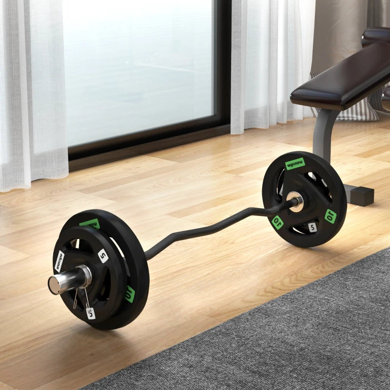 SPORTNOW Olympic EZ Curl Bar with 30kg and 50g Weight