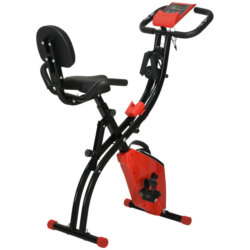 HOMCOM 2-in-1 Foldable Exercise Bike with Pulse Sensor LCD Display,