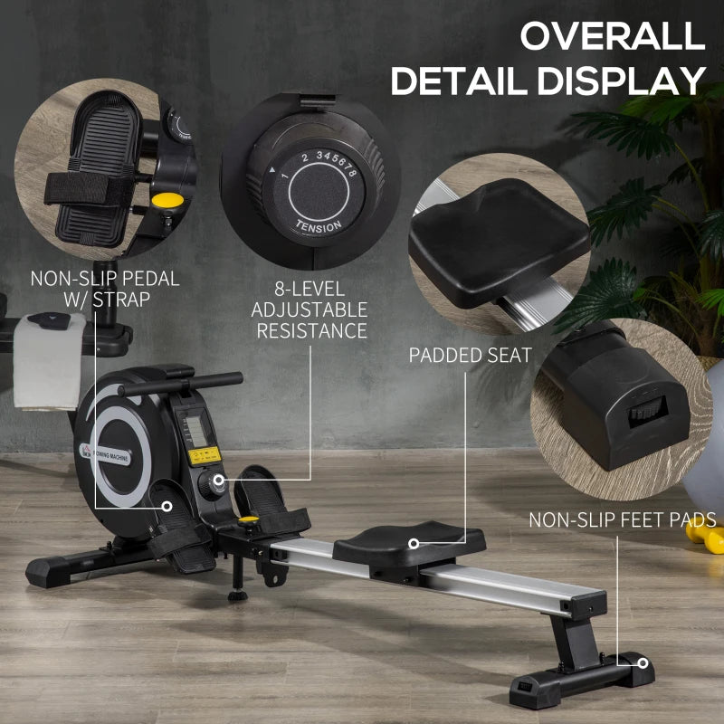 HOMCOM Indoor Body Health & Fitness Adjustable Magnetic Rowing Machine