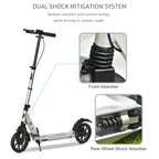 HOMCOM Teen/Adults Aluminium Folding Kick Scooter w/ Shock Mitigation System