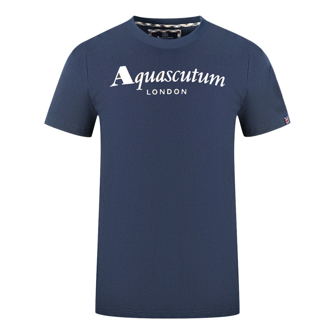 Aquascutum London Brand Logo Navy Blue T-Shirt