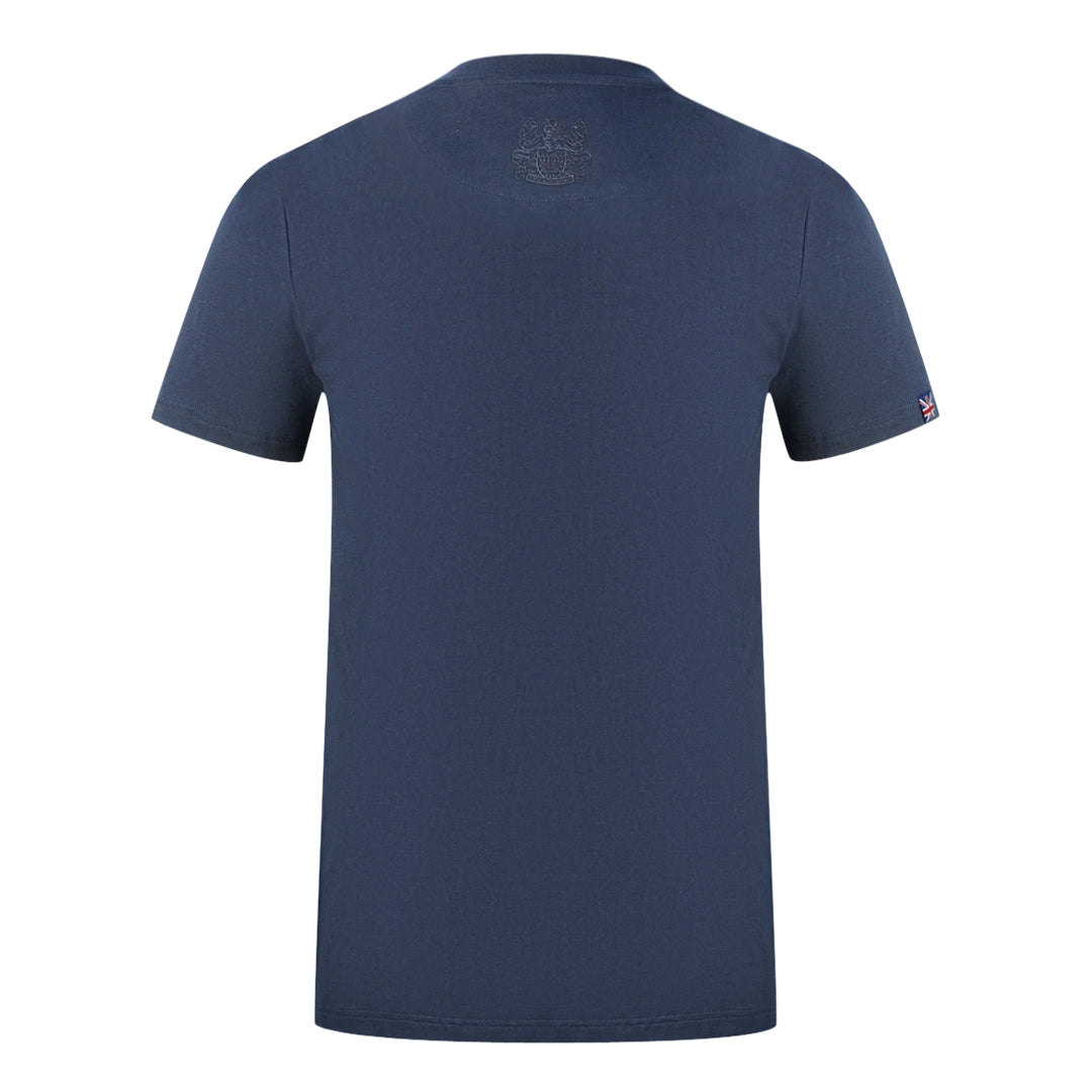 Aquascutum London Brand Logo Navy Blue T-Shirt