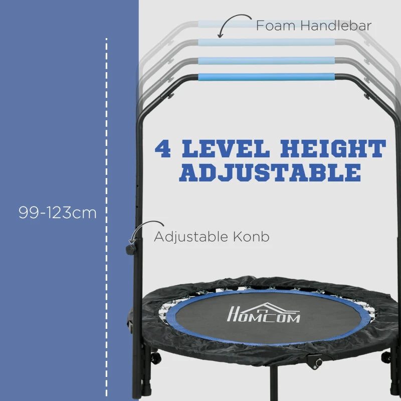 HOMCOM 40" Foldable Mini Fitness Trampoline, with Adjustable Foam Handle