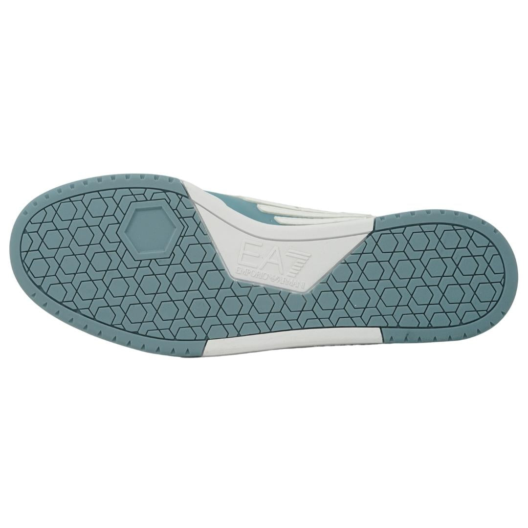EA7 Eagle Logo Smoke Blue Leather Trainers - Nova Clothing