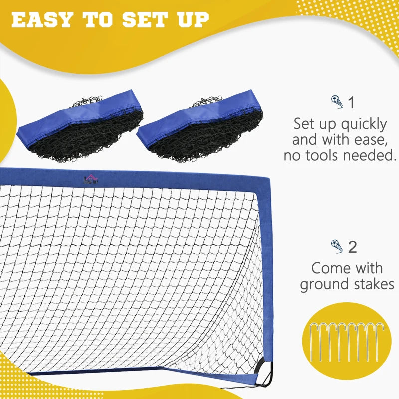 HOMCOM Set of 2 Football Goal Net 6 x 3 ft Foldable